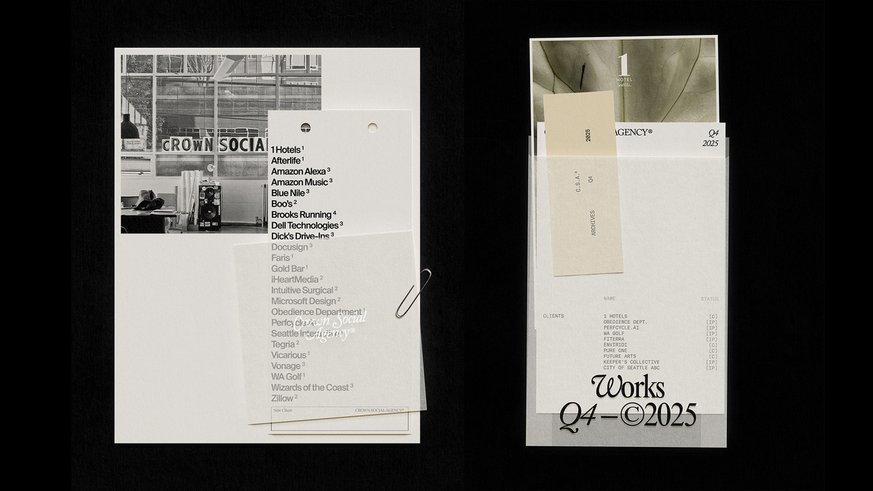 Two photos displaying a collage of various papers and images